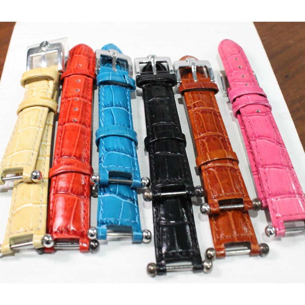 Lot of 6 Ecclissi Women's Leather Watch Bands with Alligator/Reptile Pattern